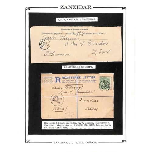 1667 - 1896 2a F Size registration envelope overprinted Zanzibar, franked 2a6p Zanzibar overprint, locally ... 