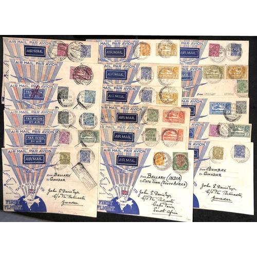 1285 - 1932 (Oct 15/18) Tata Sons Ltd, Karachi to Madras route, official Tata first type flight covers with... 