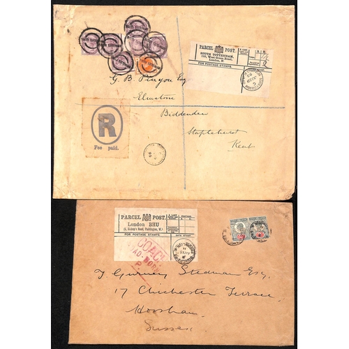 550 - Parcel Tags and Envelopes. 1895-1940 Tie-on parcel tags (12), entire covers bearing Parcel Post labe... 