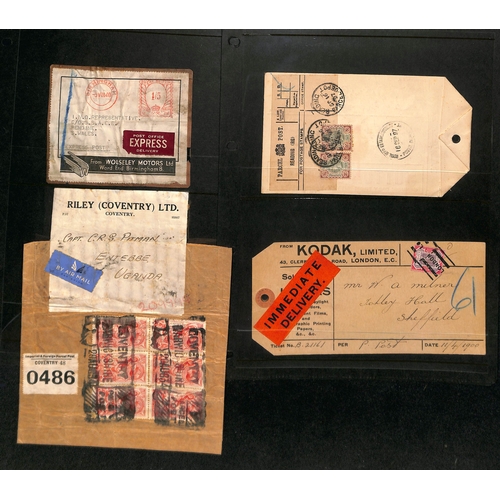 550 - Parcel Tags and Envelopes. 1895-1940 Tie-on parcel tags (12), entire covers bearing Parcel Post labe... 