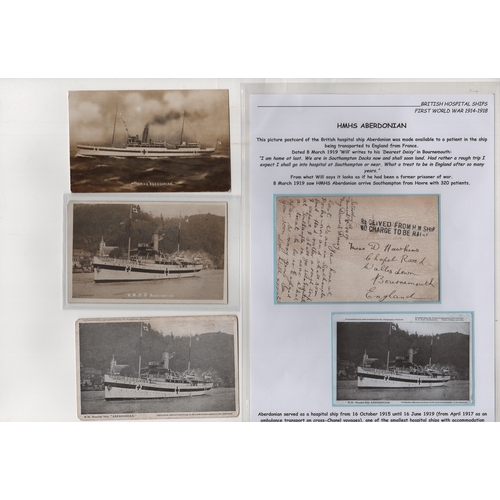 111 - Aberdonian. 1915-19 Cover and picture postcards of the hospital ship (11), the stampless cover endor... 