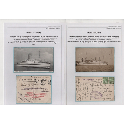 115 - Asturias. 1914-18 Picture postcards of the ship (21), a cover and letter, comprising 1917 stampless ... 