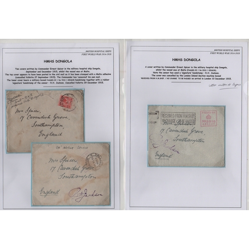 122 - Dongola. 1915-18 Covers (6) with enclosed letters from Commander Ernest Spicer, all to his wife in E... 