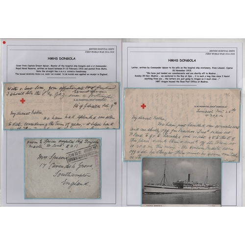 122 - Dongola. 1915-18 Covers (6) with enclosed letters from Commander Ernest Spicer, all to his wife in E... 