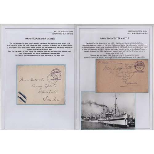 130 - Gloucester Castle. 1916-20 Stampless covers (2) and picture postcards (2), the 1916 covers with Lond... 