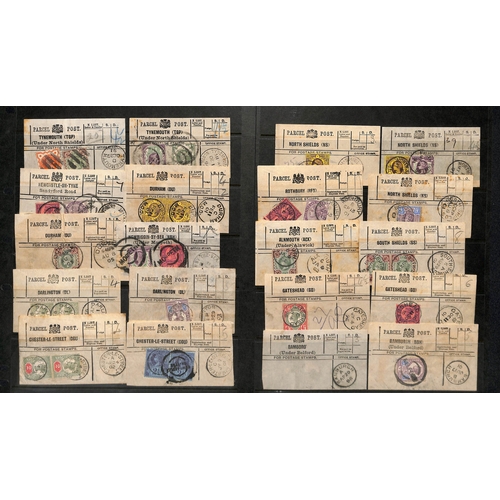 546 - Durham/Northumberland. 1891-1922 Parcel Post labels with stamps of QV (24), KEVII (21) or KGV (16), ... 