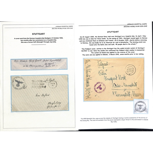 259 - Stuttgart. 1939-43 Stampless Feldpost covers and cards from the ship, with circular 