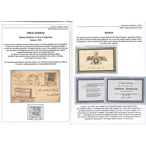 176 - Madras. 1916-17 Covers, cards and ephemera comprising a very scarce complete booklet of 32 ½a M... 