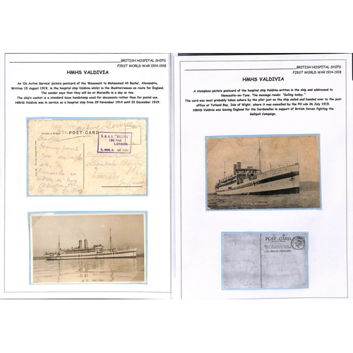 150 - Valdivia. 1915-19 Stampless cover and postcards (3) posted on the ship with violet boxed 