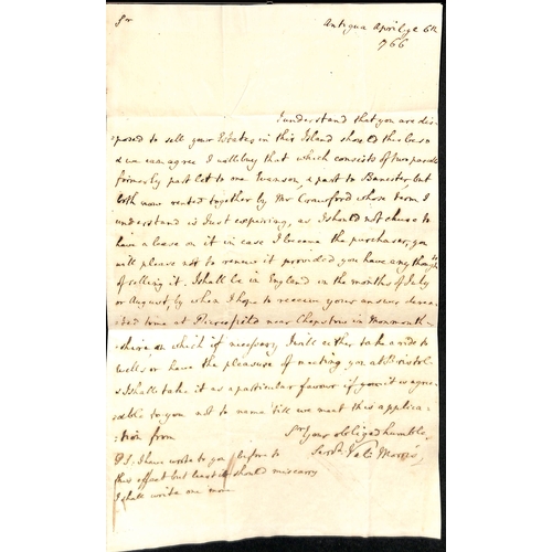 10 - Deal / Dover. 1766-69 Entire letters from Antigua, one 1766 (Apr 6) letter to Clement Tudway in Well... 