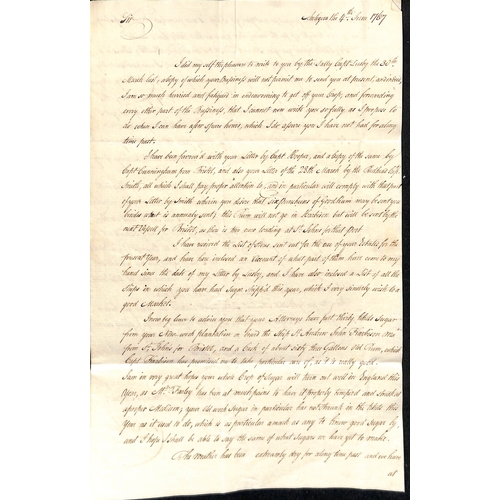 10 - Deal / Dover. 1766-69 Entire letters from Antigua, one 1766 (Apr 6) letter to Clement Tudway in Well... 