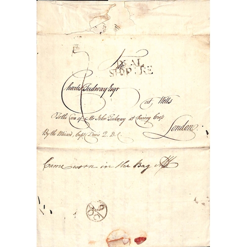 9 - Deal. 1767 (Aug 18) and 1770 (Mar 27) Entire letters from Antigua to Charles Tudway at Wells, care o... 