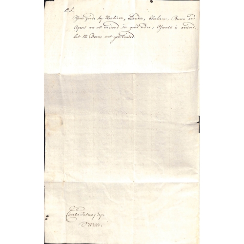 9 - Deal. 1767 (Aug 18) and 1770 (Mar 27) Entire letters from Antigua to Charles Tudway at Wells, care o... 