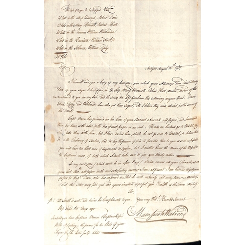 9 - Deal. 1767 (Aug 18) and 1770 (Mar 27) Entire letters from Antigua to Charles Tudway at Wells, care o... 