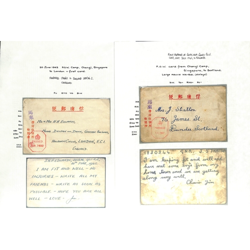 294 - 1942 First/second type Japanese P.O.W cards from Changi, with large 