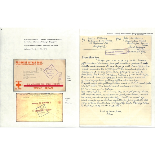 298 - Internee Mail - Australia. 1943-44 Printed P.O.W postcards (2) franked 4d from Perth to Charles Dunc... 