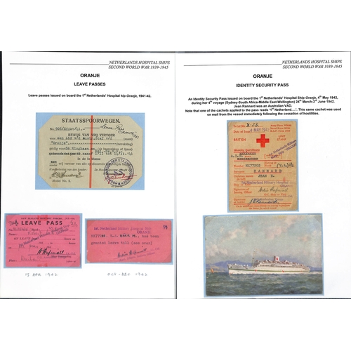 245 - Oranje. 1942-45 Covers (9) and ephemera, covers from the ship comprising stampless with violet 