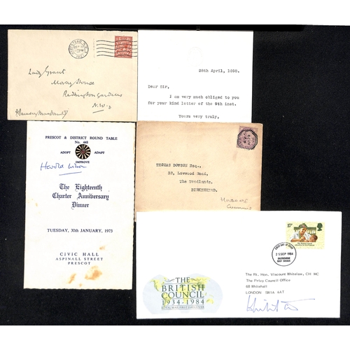 34 - Autographs - Prime Ministers, Politicians, etc. 1898-2000 Autographs and letters, menus or commemora... 