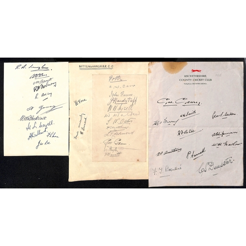 38 - Autographs - County Sides. 1923-64 Autographs of entire county sides comprising Lancashire 1923 and ... 