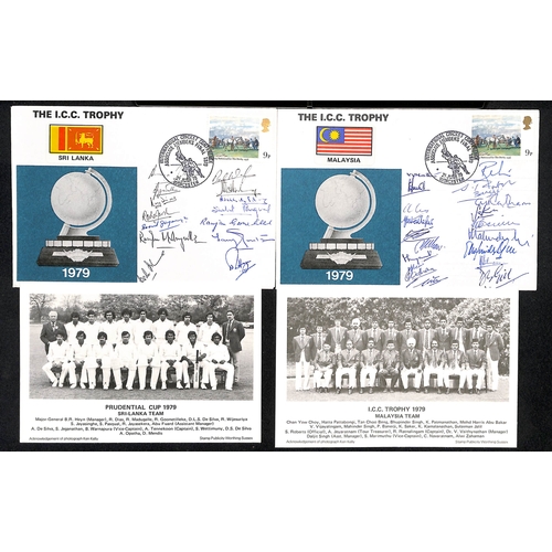 48 - Autographs - 1979 I.C.C Trophy. Covers with special cancels for 14 teams, twelve signed by the compl... 