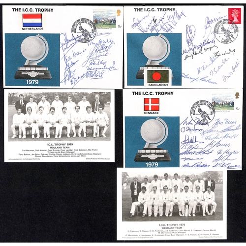 48 - Autographs - 1979 I.C.C Trophy. Covers with special cancels for 14 teams, twelve signed by the compl... 