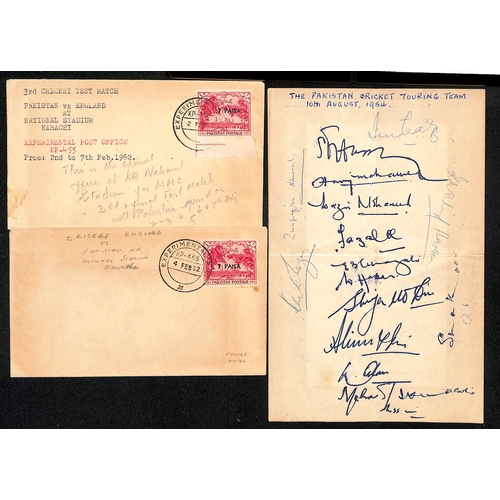 57 - Pakistan. 1952-2006 Ephemera, autographs and signed covers including 1952 covers posted at the Karac... 