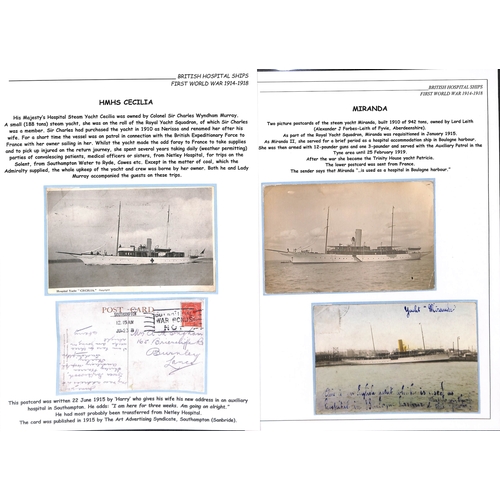 161 - 1914-15 Picture postcards of steam yachts serving as hospital ships, comprising S.Y 