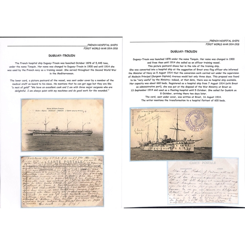 194 - Duguay-Trouin. 1915-18 Stampless cover and postcards (5) posted on the ship, with red circular 