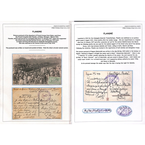 195 - Flandre. 1917-19 Stampless postcards (3) and a front, and cards from Dakar bearing Senegal 5c or fro... 