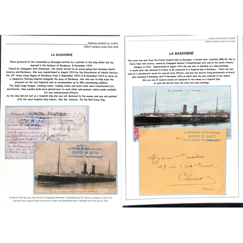 200 - 1914-19 Covers and cards from, depicting or relating to various French hospital ships, comprising 