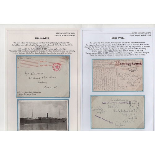 177 - Syria. 1914-19 Stampless covers (4) and a postcard of the ship, the first endorsed from the ship wit... 