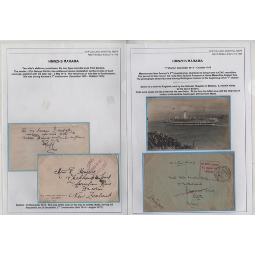 185 - Marama. 1916 Stampless covers (2) and a postcard of the ship, one cover with 