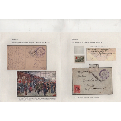 270 - Austria. 1914-17 Stampless postcards (6) and a cover franked 15h, all with cachets of hospital train... 