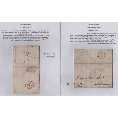 521 - 1802 Entire letters from Morant Bay or Kingston to London, both backstamped with two line 