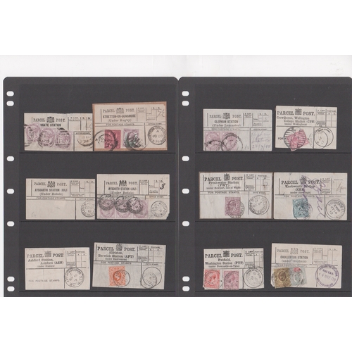 551 - Stations. 1894-1917 Parcel Post labels for railway stations (17, eleven stamped), eleven with statio... 