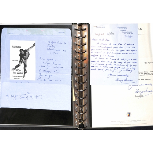 31 - 1933-2001 Letters in an album, from cricketers or concerning cricket, some useful autographs includi... 