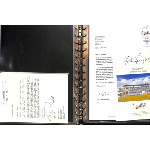 31 - 1933-2001 Letters in an album, from cricketers or concerning cricket, some useful autographs includi... 