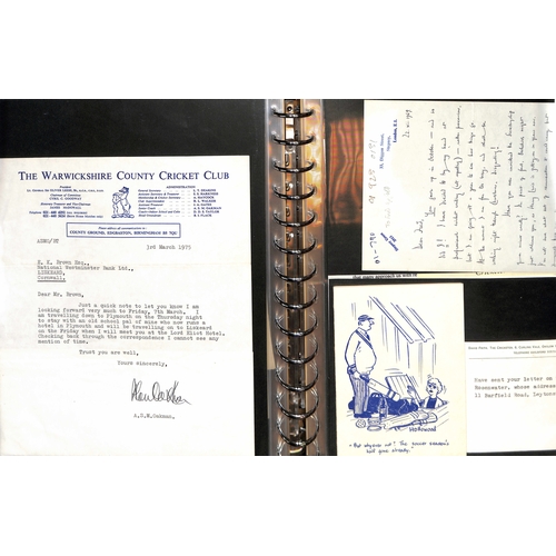 31 - 1933-2001 Letters in an album, from cricketers or concerning cricket, some useful autographs includi... 