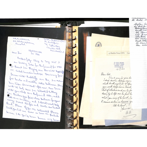 31 - 1933-2001 Letters in an album, from cricketers or concerning cricket, some useful autographs includi... 