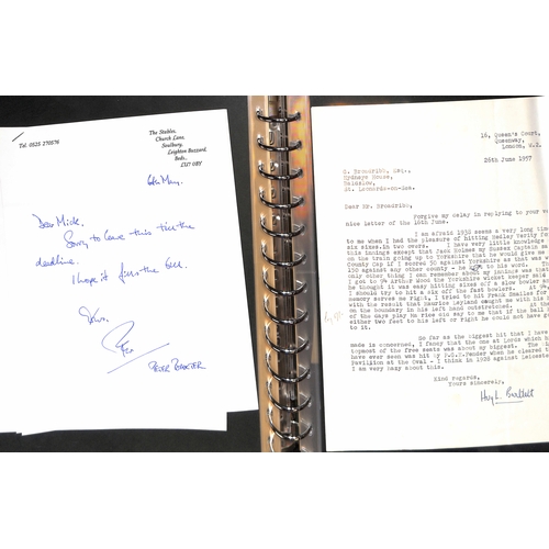 31 - 1933-2001 Letters in an album, from cricketers or concerning cricket, some useful autographs includi... 