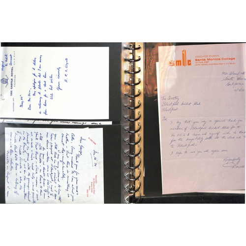 31 - 1933-2001 Letters in an album, from cricketers or concerning cricket, some useful autographs includi... 