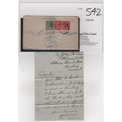 542 - British Plebiscite Forces - Upper Silesia/Flensburg. 1922 (Feb 1) Registered cover to George King in... 