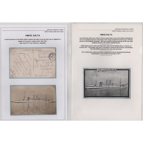 147 - Salta. 1915-16 Stampless cover and postcards (3, two depicting the ship) with violet boxed 