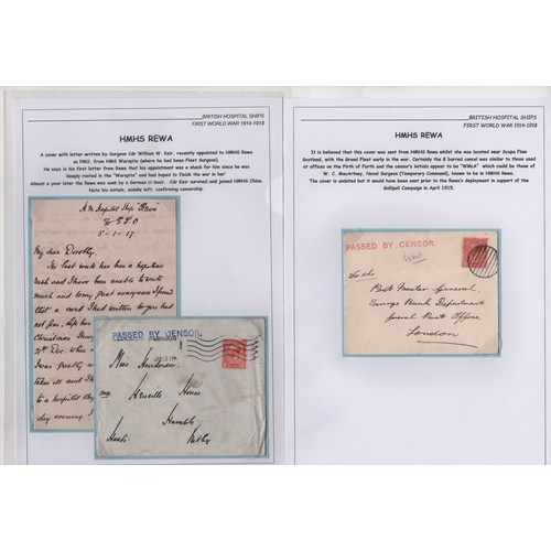 143 - Rewa. 1914-19 Covers (3) and postcards depicting the ship (4) all sent from the hospital ship, inclu... 