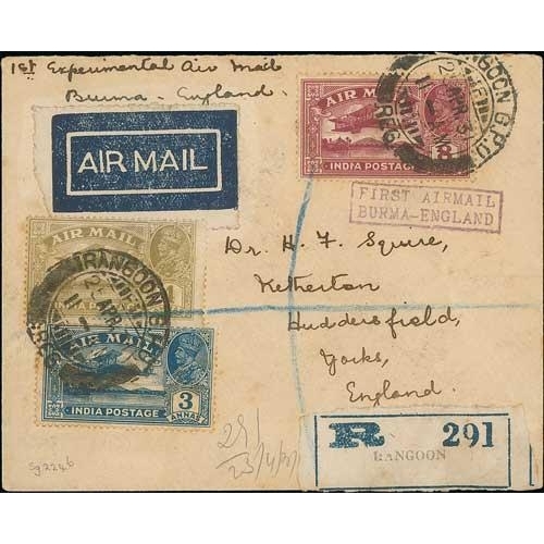 1271 - 1931 (Apr 30) Australia to England first experimental flight, registered cover from Rangoon to Londo... 