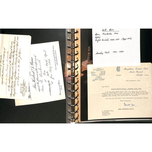 33 - M.C.C - Presidents/Secretaries. Album containing letters and signatures of M.C.C Presidents, includi... 