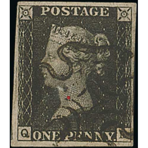 10 - 1840 1d Blacks, all plate 6, IL, QE (state 2) and SF all used with black Maltese Crosses, QE with co... 