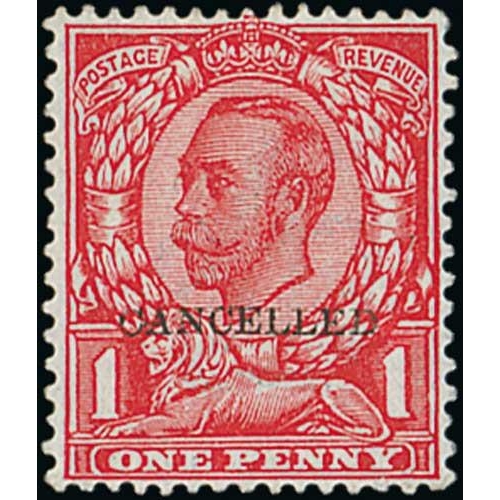 110 - 1912 KGV 1d Scarlet Downey Head, watermark Imperial Crown, overprinted 