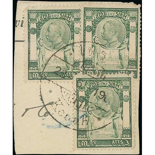 1137 - 1905-09 Stamps cancelled with the bilingual double ring Kedah c.d.s, comprising single 4a, 5a (3), 9... 