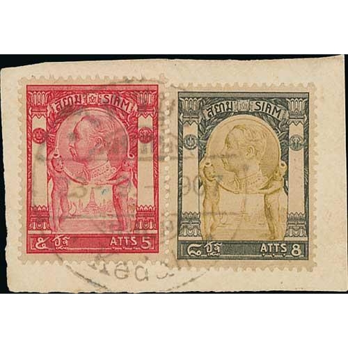 1137 - 1905-09 Stamps cancelled with the bilingual double ring Kedah c.d.s, comprising single 4a, 5a (3), 9... 